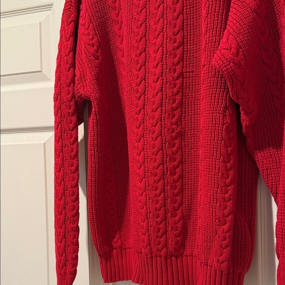 Christian Dior Men's 1980s Vibrant Red CableKnit Crew Neck Refined Sweater Large - Picture 13 of 15